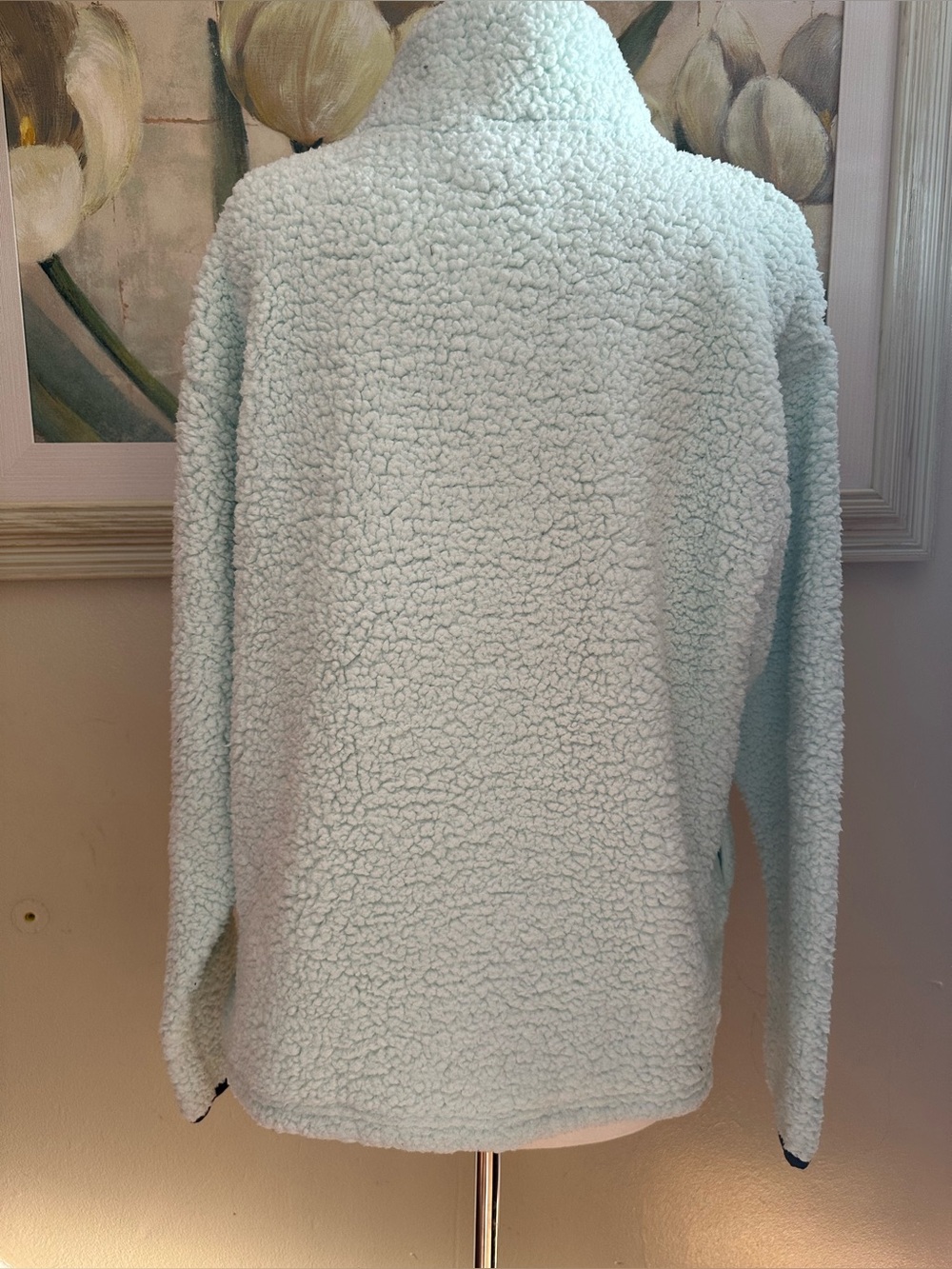 Victoria’s Secret PINK Fleece Sweatshirt Sherpa Mint Green Quarter Zip L - Picture 6 of 10